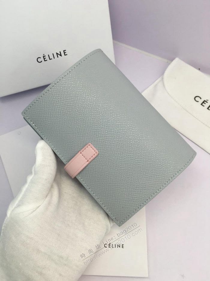 CELINE女包 賽琳專櫃款 搭扣拼色錢夾 0146 手掌紋牛皮 賽琳女錢包  sl2004